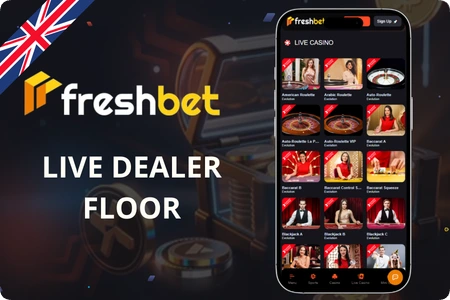 HD live dealer table with roulette wheel and chat interface on the Freshbet platform